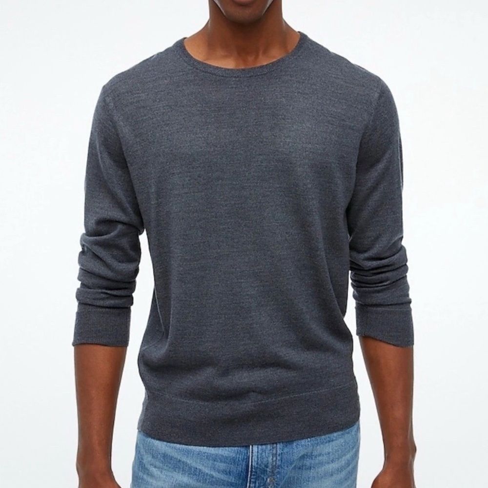 NWT J. Crew Factory Merino Grey wool-blend crewneck sweater • Sz XL • TWO PULLS